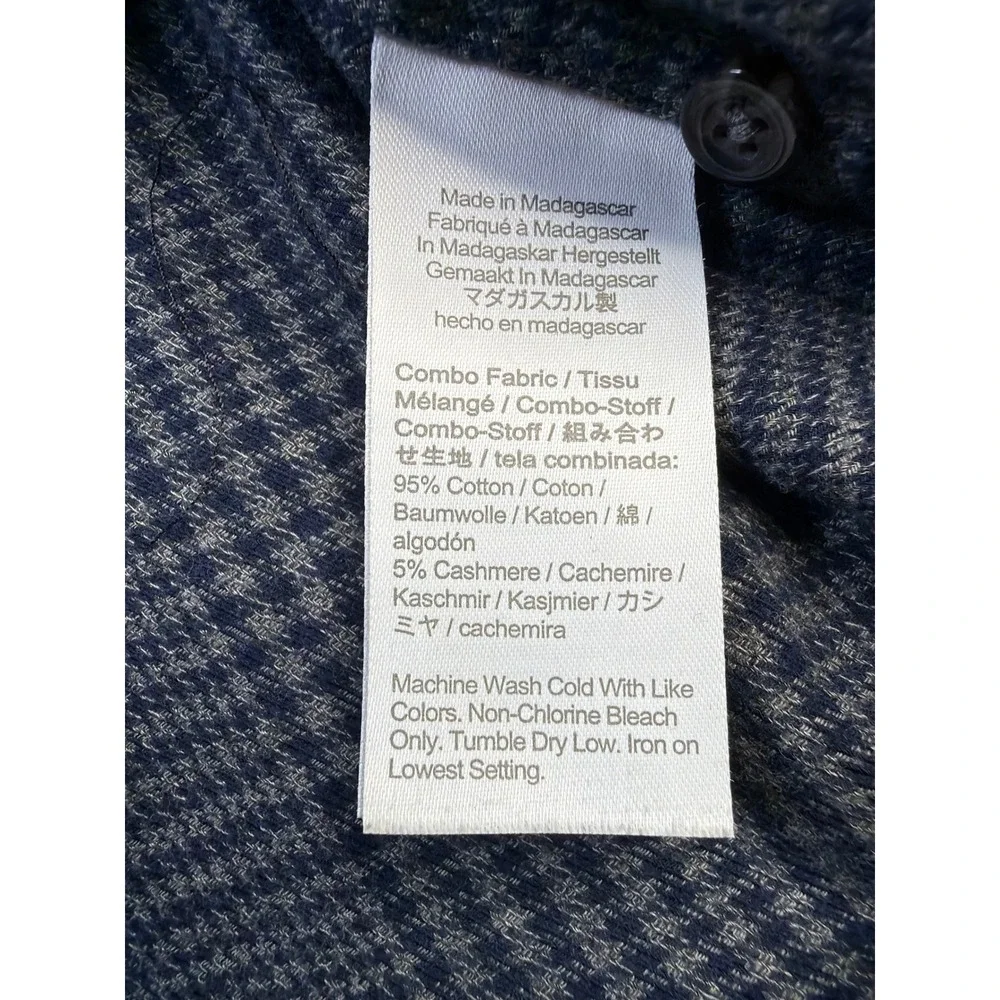 J.Crew Mens Slim Fit Cotton Cashmere Houndstooth Button Down Shirt Large BD849